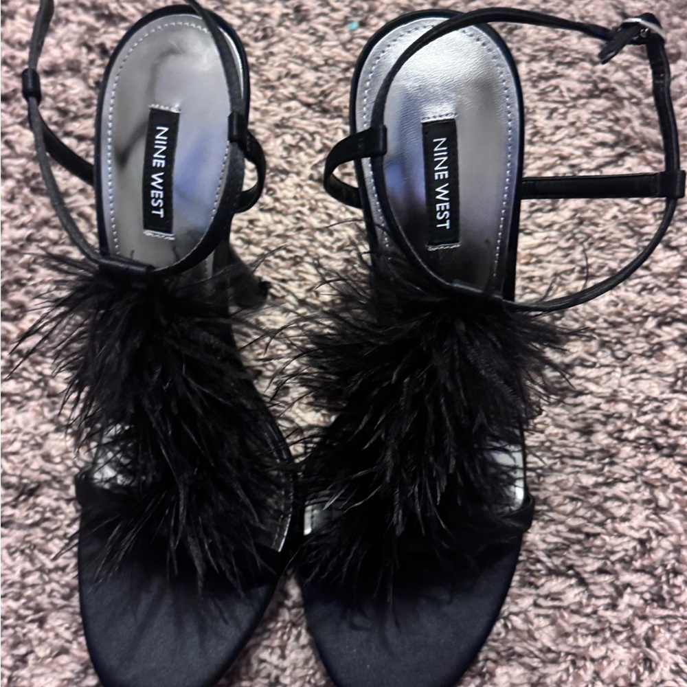 Nine West Black Feathered Women's Sandals